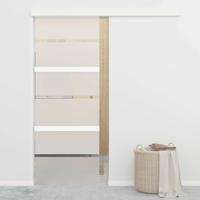 Schuifdeur 76x212 cm ESG-glas en aluminium zilverkleurig