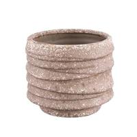 PTMD Hindouy Brown ceramic pot wavy round L - thumbnail