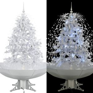 VidaXL Kerstboom sneeuwend met paraplubasis 140 cm wit