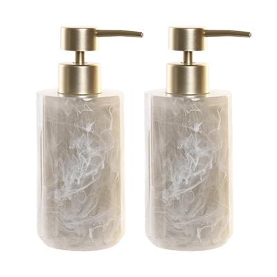 Items Zeeppompje - 2x - marmer look - polyresin - grijs - 17 cm - keuken/toilet/badkamer