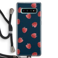 Framboosjes: Samsung Galaxy S10 Plus Transparant Hoesje met koord