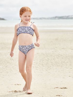 Gebloemde bikini voor meisjes blauw