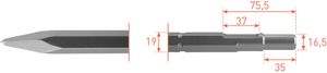 Rotec 6-kant Puntbeitel 400mm 6-kant ø19,0 / ø16,5x35 - 2153006