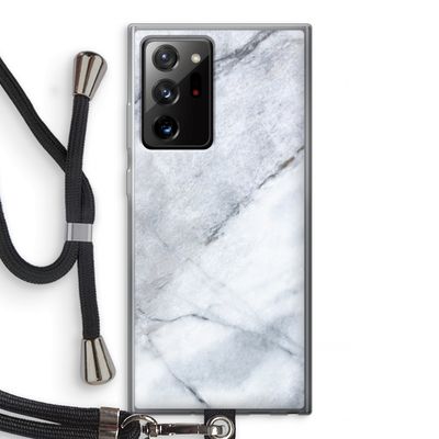 Witte marmer: Samsung Galaxy Note 20 Ultra / Note 20 Ultra 5G Transparant Hoesje met koord