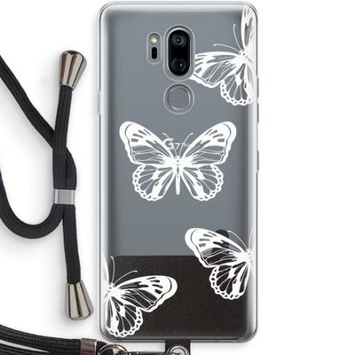White butterfly: LG G7 Thinq Transparant Hoesje met koord