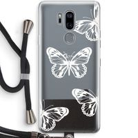White butterfly: LG G7 Thinq Transparant Hoesje met koord