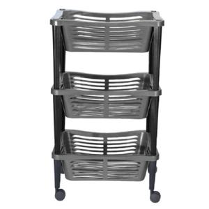 Kunststof keuken/badkamer trolley met manden - 40 x 30 x 60 cm - donkergrijs