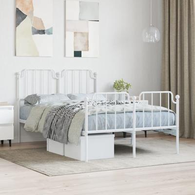 Bedframe met hoofd- en voeteneinde metaal wit 120x200 cm