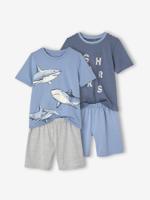 Set van 2 pyjamabroeken voor jongens met haaimotief hemelsblauw Set van 2 pyjamabroeken voor jongens met haaimotief hemelsblauw