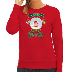 Bellatio Decorations foute kersttrui/sweater dames - Kerstman sneeuwbol - rood - Shake Your Booty 2XL  -