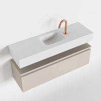 Toiletmeubel Mondiaz Andor | 100 cm | Meubelkleur Linen | Lex vrijhangend wastafel Talc Midden | 1 kraangat