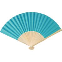 Handwaaier/spaanse waaier - blauw - bamboe/papier - 36 x 21 cm - verkoeling/zomer