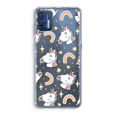 Rainbow Unicorn: Motorola Moto G9 Plus Transparant Hoesje