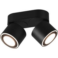 LED Plafondspot - 8W - Warm Wit 3000K - 2-lichts - Rond - Mat Zwart - Aluminium