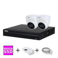 Dahua Camera Set met 2 Turret Camera's, Beugels, en NVR met 960GB SSD
