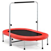 Dubbele Trampoline voor 2 Personen Opvouwbare Trampoline met Verstelbare Leuning en Veiligheidsmat 154 x 89 x 92-132cm