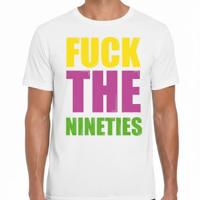 Foute Party T-shirt voor heren - Fuck the nineties - wit - nineties party - thema feest kleding