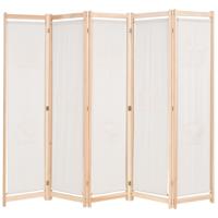 Kamerscherm met 5 panelen 200x170x4 cm stof crème