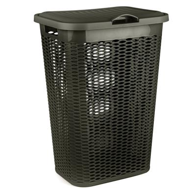 Wasmand Ventilation - met deksel - bruin - kunststof - 51 liter - 43 x 35 x 61 cm