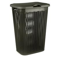 Wasmand Ventilation - met deksel - bruin - kunststof - 51 liter - 43 x 35 x 61 cm