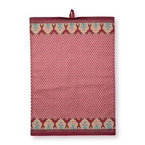 Theedoek Flower Festival Scallop Dark Pink