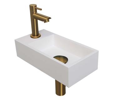 Fonteinset INK Versus 36x18x9 cm Polystone Mat Wit Met Kraangat Links Brushed Mat Goud