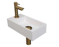Fonteinset INK Versus 36x18x9 cm Polystone Mat Wit Met Kraangat Links Brushed Mat Goud
