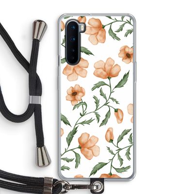 Peachy flowers: OnePlus Nord Transparant Hoesje met koord