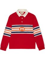 Gucci Kids polo GG à effet rayé - Rouge