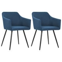 Vidaxl Eetkamerstoelen 2 St Stof Blauw - thumbnail