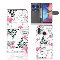 Samsung Galaxy A20e | Telefoonhoesje | Met pasjeshouder | Flamingo Triangle