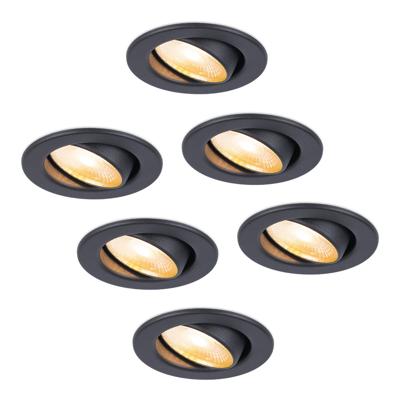 HOFTRONIC™ 6x Malta - LED inbouwspots badkamer - zwart - IP44 - 5W - 1800-2700K dim to warm - dimbaar - 5 jaar garantie