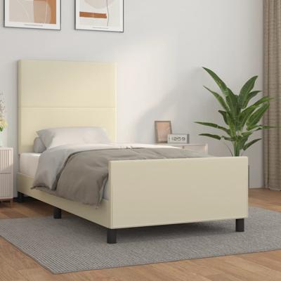 Bedframe met hoofdbord kunstleer crèmekleurig 100x200 cm