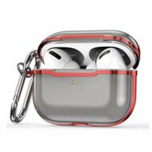 AirPods Pro / AirPods Pro 2 hoesje - TPU - Split series - Zwart + Rood (transparant)