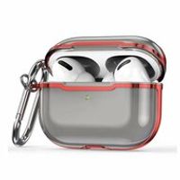 AirPods Pro / AirPods Pro 2 hoesje - TPU - Split series - Zwart + Rood (transparant)