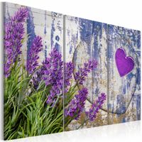 Schilderij - Lavendel liefde, 3 luik, Paars/Groen, 3 maten, Premium print