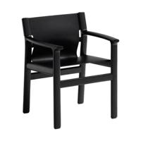 Kave Home Jan eetkamerstoel leder Zwart essenhout