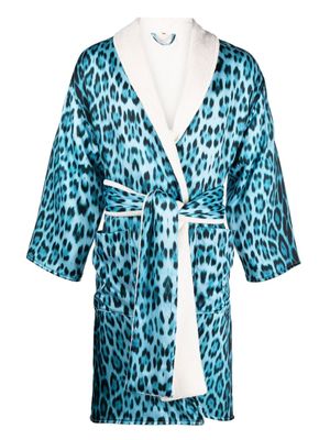 Roberto Cavalli peignoir à imprimé léopard - Bleu