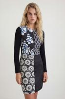 Slim fit jurk met patchwork - BLACK - XL