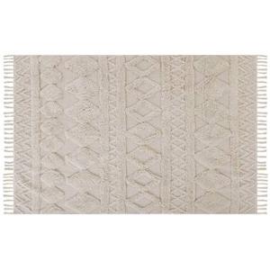 Beliani - DIDIM - Laagpolig vloerkleed - Beige - 140 x 200 cm - Katoen