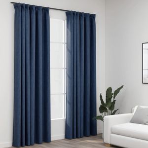 VidaXL Gordijnen linnen-look verduisterend haken 2 st 140x245 cm blauw