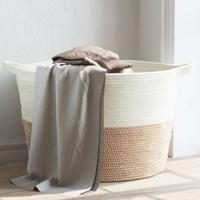 VidaXL Wasmand ø 60x36 cm katoen bruin en wit
