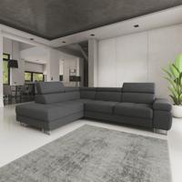 OP=OP Slaapbank met opbergruimte Sem - Hoekbank Links - Velvet Antraciet