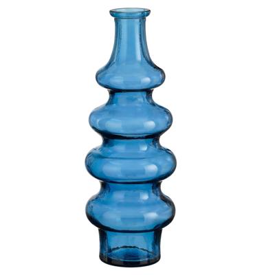 Bloemenvaas Sira - transparant glas - blauw - D14,5 x H40 cm - vaas - sierlijk model