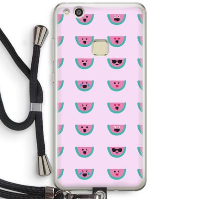 Smiley watermeloenprint: Huawei Ascend P10 Lite Transparant Hoesje met koord