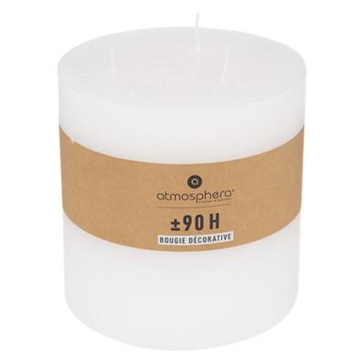 Atmosphera Cilinderkaars / stompkaars groot - wit - 3 lonten - 14 x 14 cm - 90 branduren