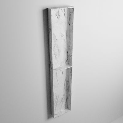 MONDIAZ EASY Nis 89,5x29,5cm in solid surface kleur Glace. 2 vakken geschikt voor in- of opbouw