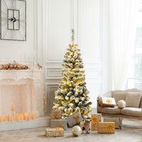 135 cm Kunstpotlood Kerstboom met Sneeuw en 150 LED-Verlichting