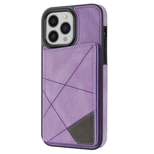 iPhone 15 Pro hoesje - Backcover - Pasjeshouder - Portemonnee - Camerabescherming - Stijlvol patroon - TPU - Paars