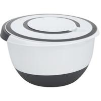 Excellent Houseware Beslagkom - mengkom - roerkom - met deksel - kunststof - wit/antraciet